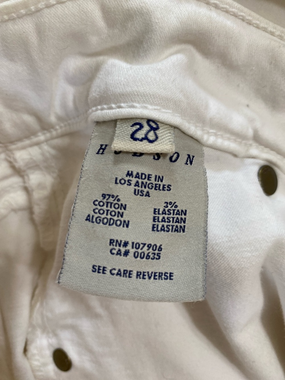 Hudson Jeans Women's 28/33” Straight-Leg White Denim Pants Flap Pockets Designer - Picture 11 of 13